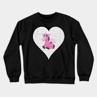 Jigsaw  Unicorn Heart Design - Mythical Creature Unicorn Crewneck Sweatshirt